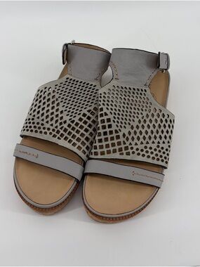 Naked Feet Aries Leather Sandal Ankle Wrap Sandal Size 6, Grayish/Taupe‎